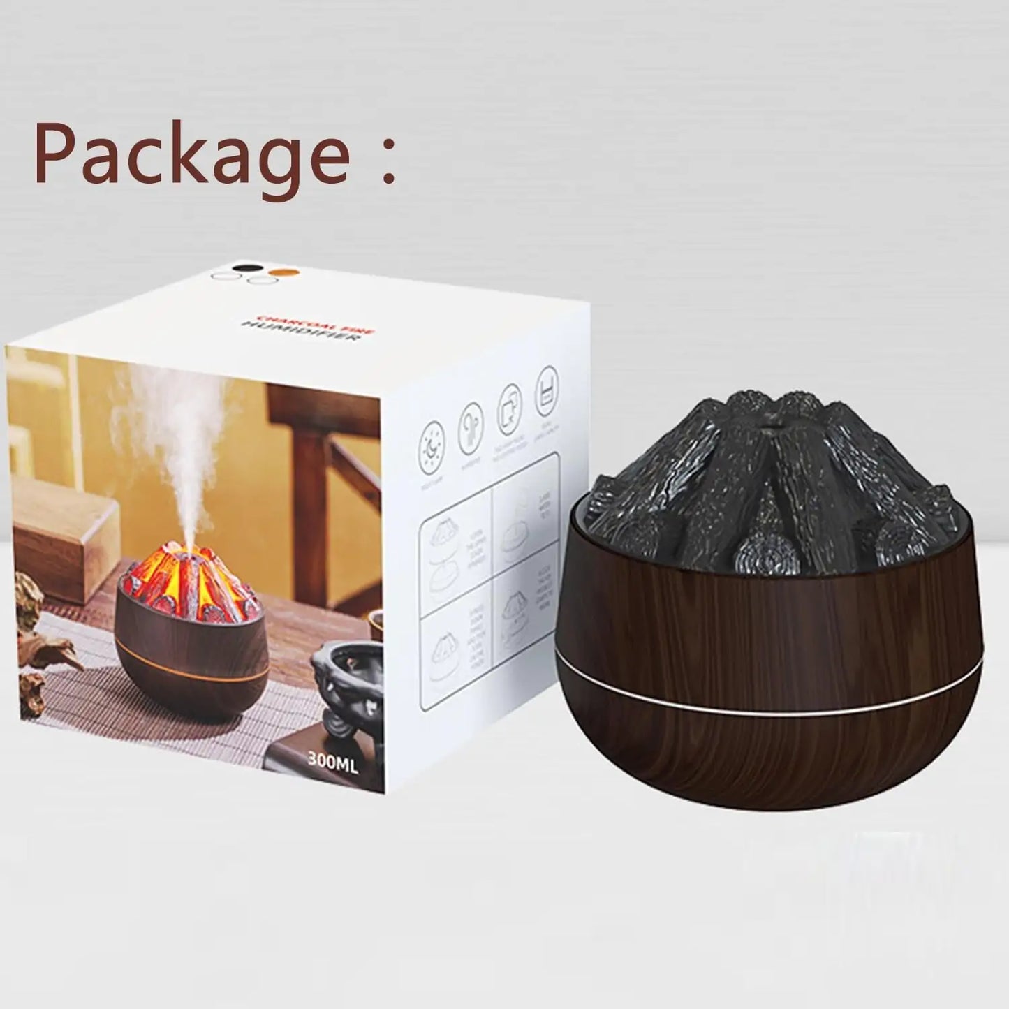 EmberGlow Dark Wood LED Aromatherapy Diffuser