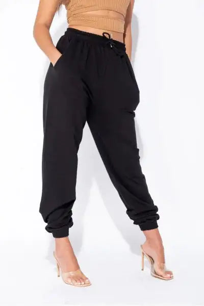 Aeon Tie-Waist Black Oversized Joggers
