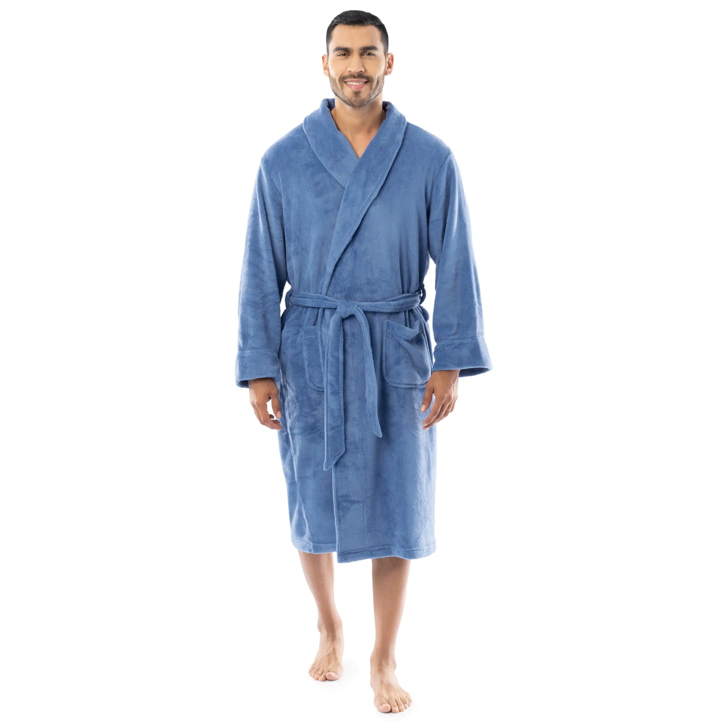 Aeon Men's Cozy Fleece Robe Riviera Blue