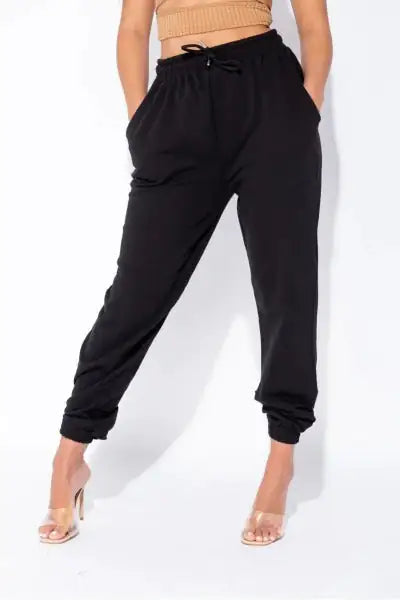 Aeon Tie-Waist Black Oversized Joggers