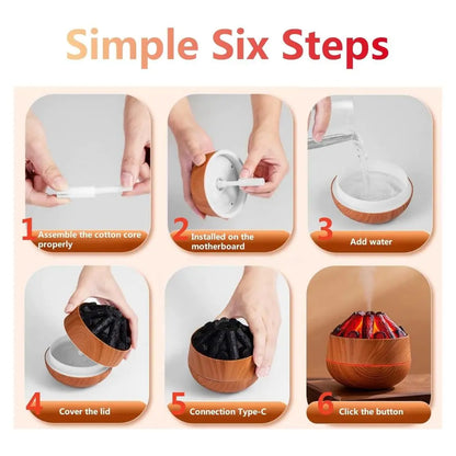 EmberGlow Dark Wood LED Aromatherapy Diffuser