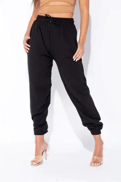 Aeon Tie-Waist Black Oversized Joggers