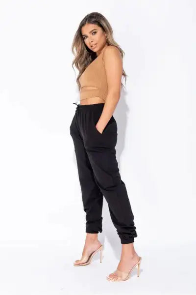 Aeon Tie-Waist Black Oversized Joggers