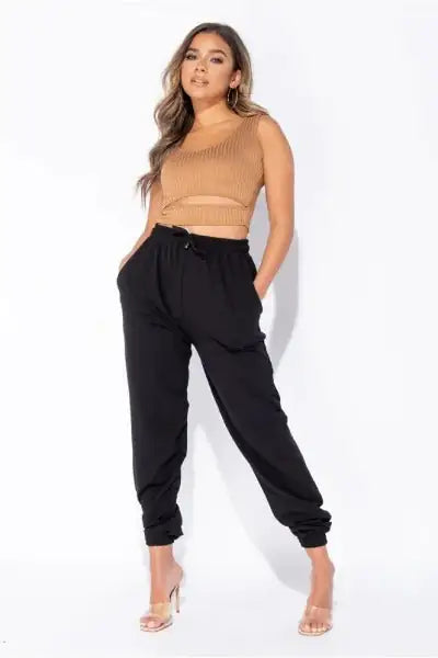 Aeon Tie-Waist Black Oversized Joggers